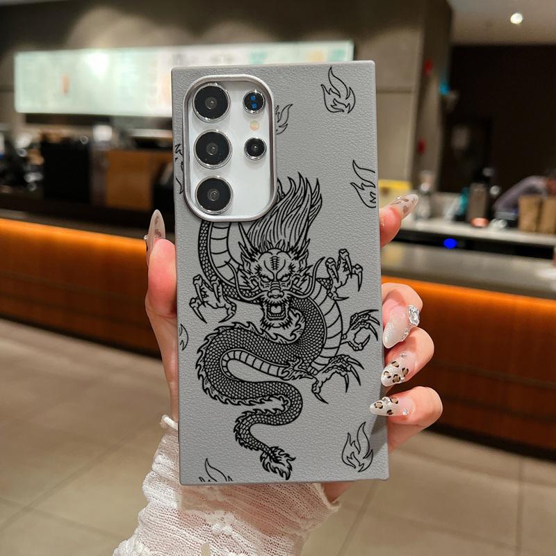 Cool Dragon Pattern Soft TPU Case For Samsung S25 S24 FE S23 Ultra S22 A56 A16 A55 A36 A35 Leather Texture Matte Shockproof Slim Cover