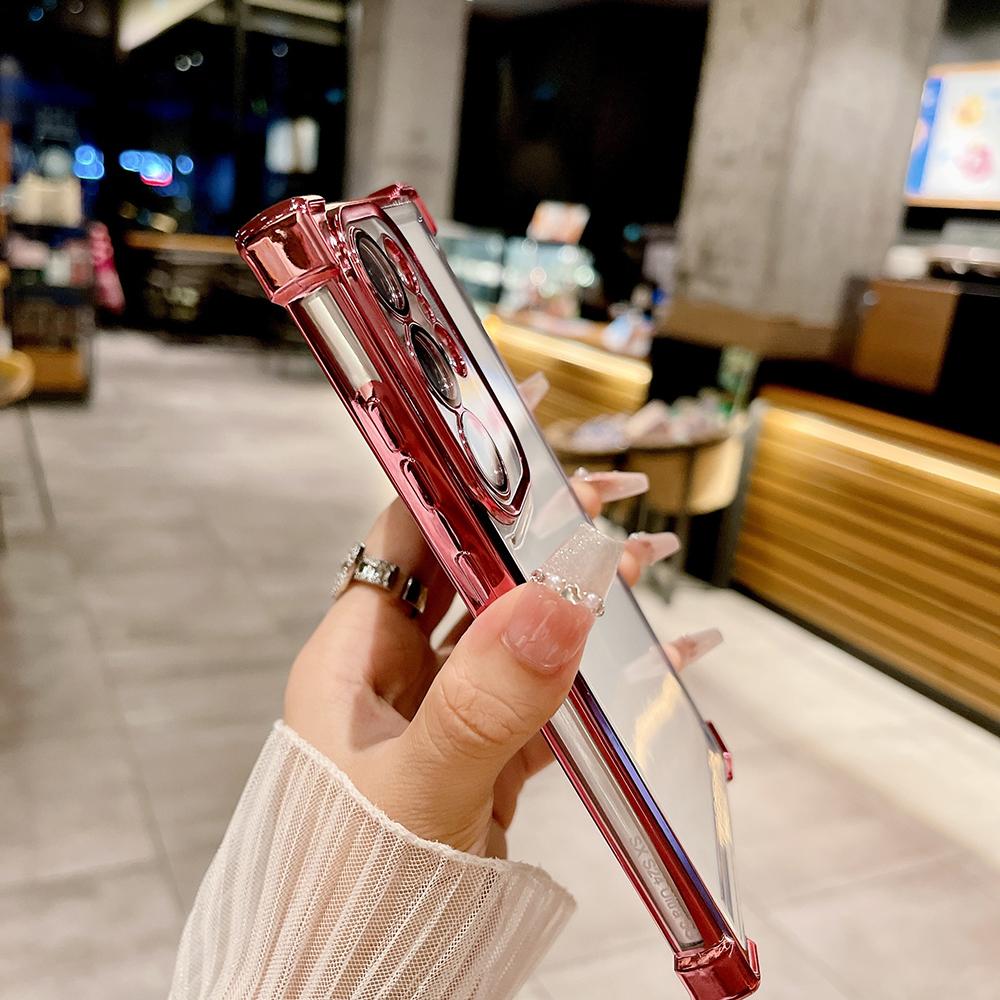 Custodie protettive trasparenti anti-caduta con quattro angoli elettrolitici per iPhone Samsung Huawei Honor Xiaomi Redmi OPPO Realme Vivo Infinix Tecno