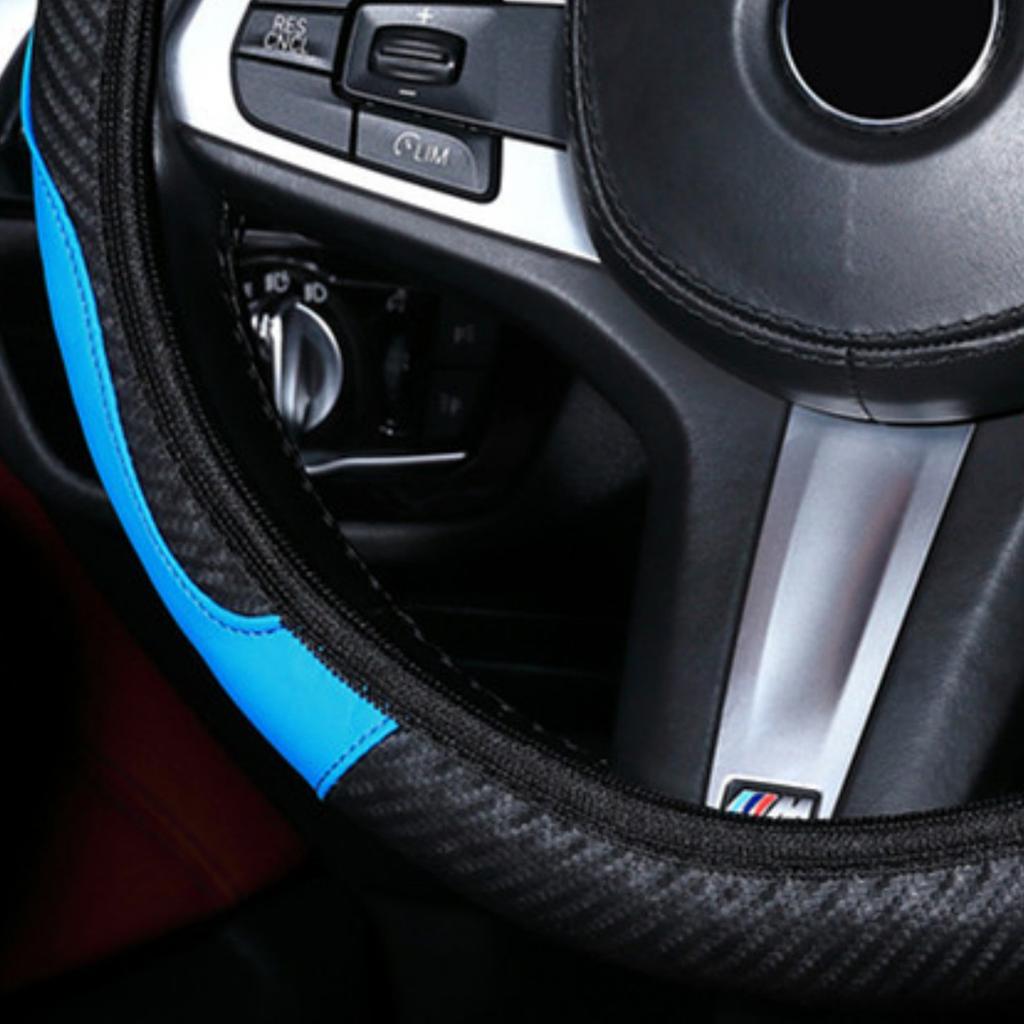 Capa de volante de carro de 38 cm, couro PU antiderrapante, universal, elástica, confortável e suave para