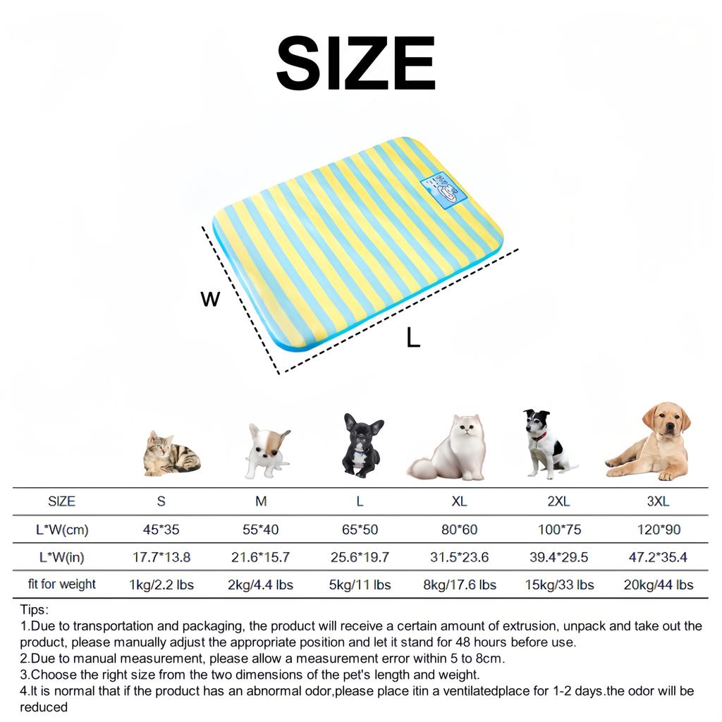 Beach Dog Cartoon Striped Cooling Mat, Cat Mat, Cooling Pad, Dog House, Cat House, Pet House, Pet Supplies, Removable and Washable