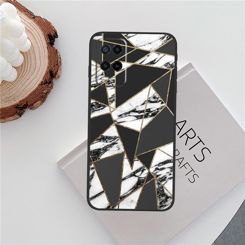 Marble Geometric Art Case For Oppo A96 A58 A18 A38 A78 A98 A17 A77 A80 A40 A60 A16 A76 A74 A94 A54 A15 A57S Cover