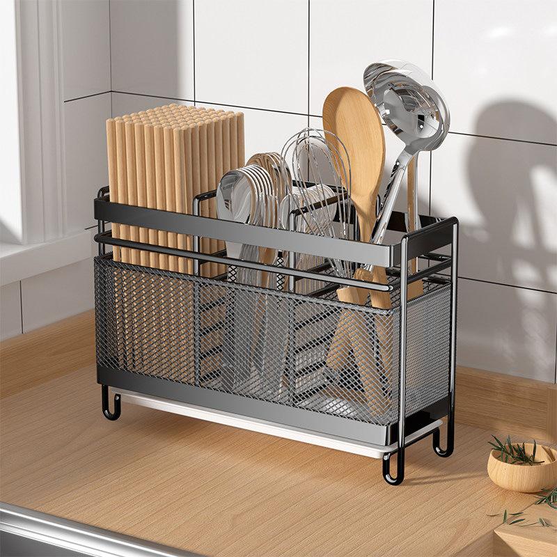 Stainless Steel Wall-Mounted Chopstick and Spoon Holder