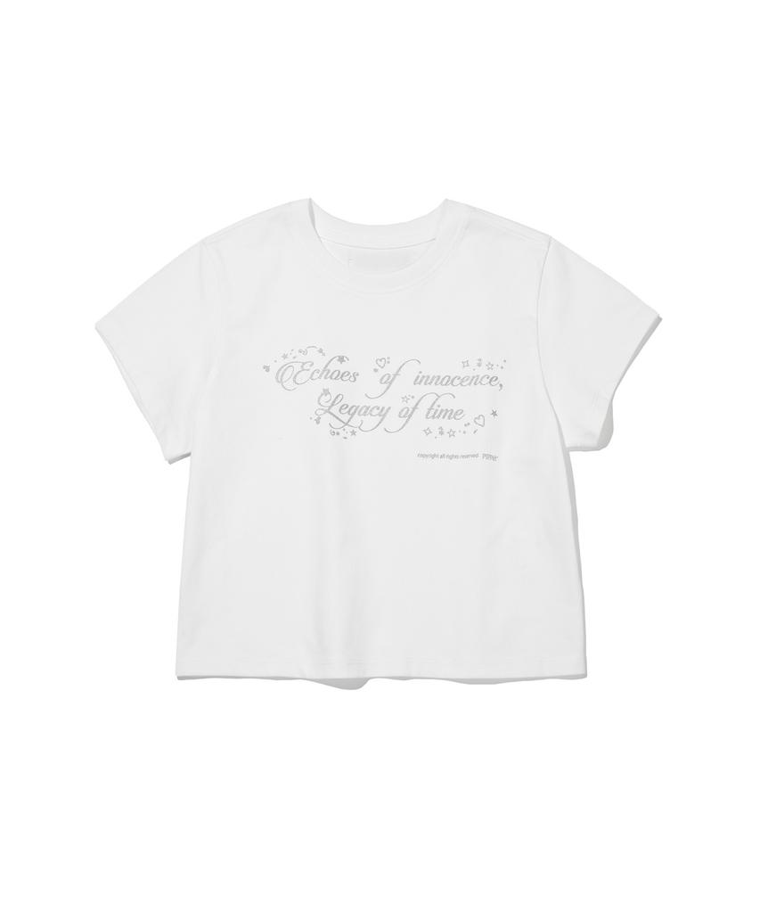 PIPPET Glitter Slogan Crop T-Shirt (White)