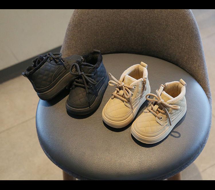 Weiche Sohle Kurze Stiefel für Jungen & Mädchen - Fleecegefütterte Baby Lauflernschuhe & Warme Winter Schneestiefel