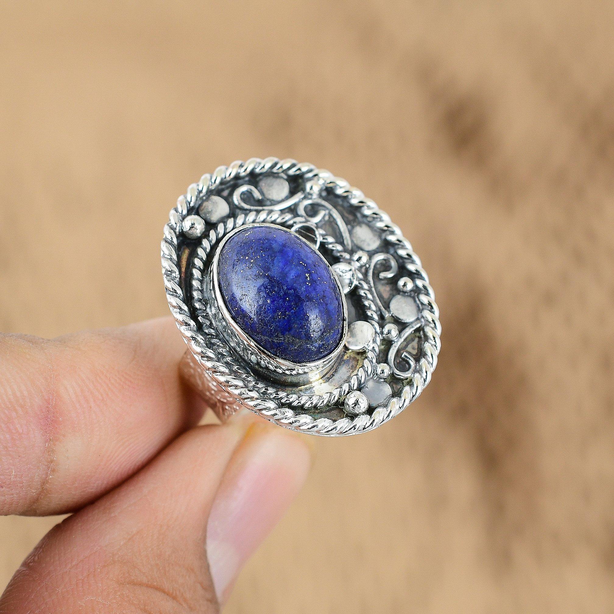 

Natural Lapis Lazuli Handcrafted Multi Stone Ring Jewelry 925 Sterling Silver Yes