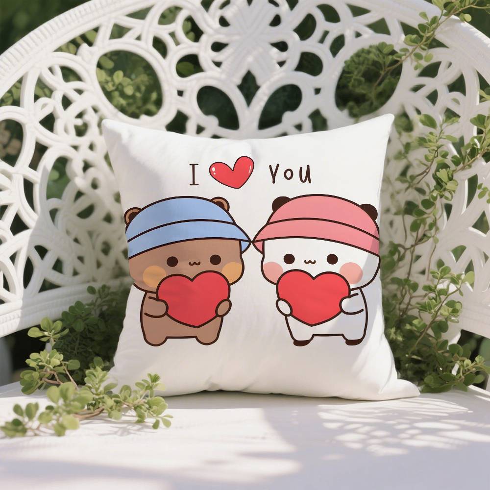 

Мультяшный Бубу и Дуду Прекрасная наволочка Наволочка против пылевых клещей Потайная молния Шелковистый короткий плюш Чехол на диванную подушку 18x18Inch