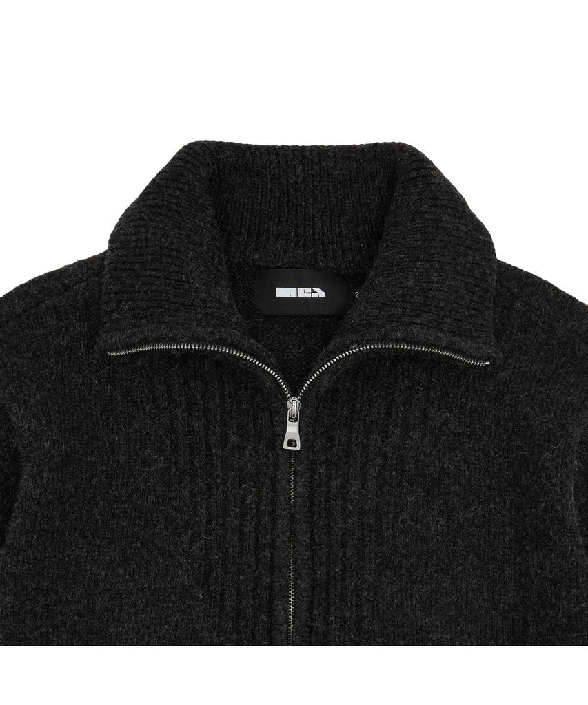 MEA Alpaca High Neck Knit Zip [Charcoal]