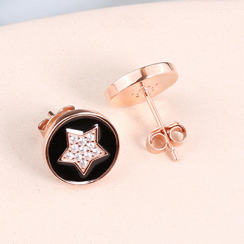 Orecchino a lobo stella in argento sterling 925 smaltato zircone cubico aspetto alla moda gioielli raffinati per ragazze bel regalo