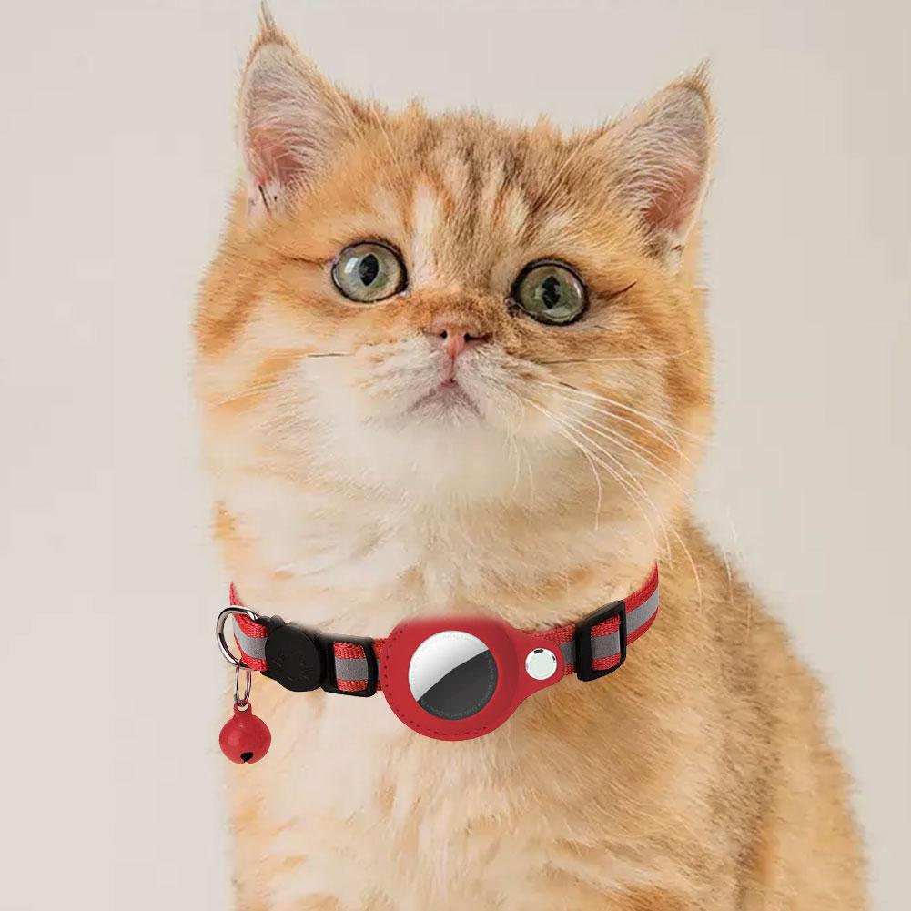 Mini GPS Tracker System For Apple AirTag Anti-Loss Pet Collar with Bell Reflective Strips Kitten Collar Child Finder Bag Locator