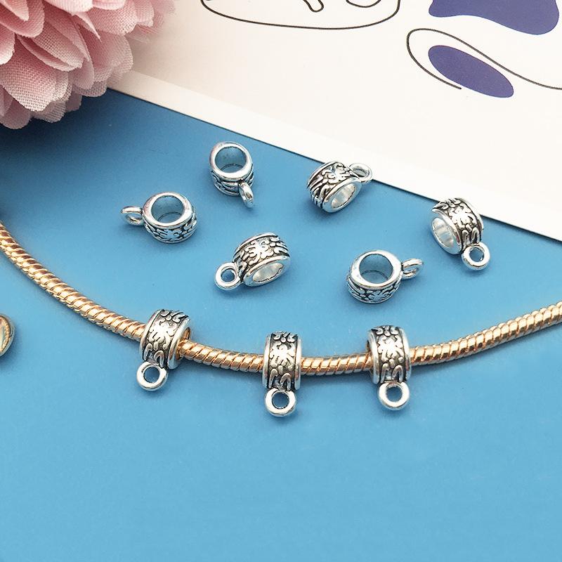 1 4Mm Large Hole Tee Hanging Head Pendant Buckle Handmade Diy Silver, Bracelet Jewelry Accessories