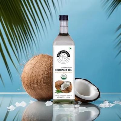 TURRITOPSIS Huile de Coco Pure Comestible pour la Cuisine Pressée à Froid USDA Bio Pressée au Bois Non Raffinée Naturelle Paquet de 1 Litre