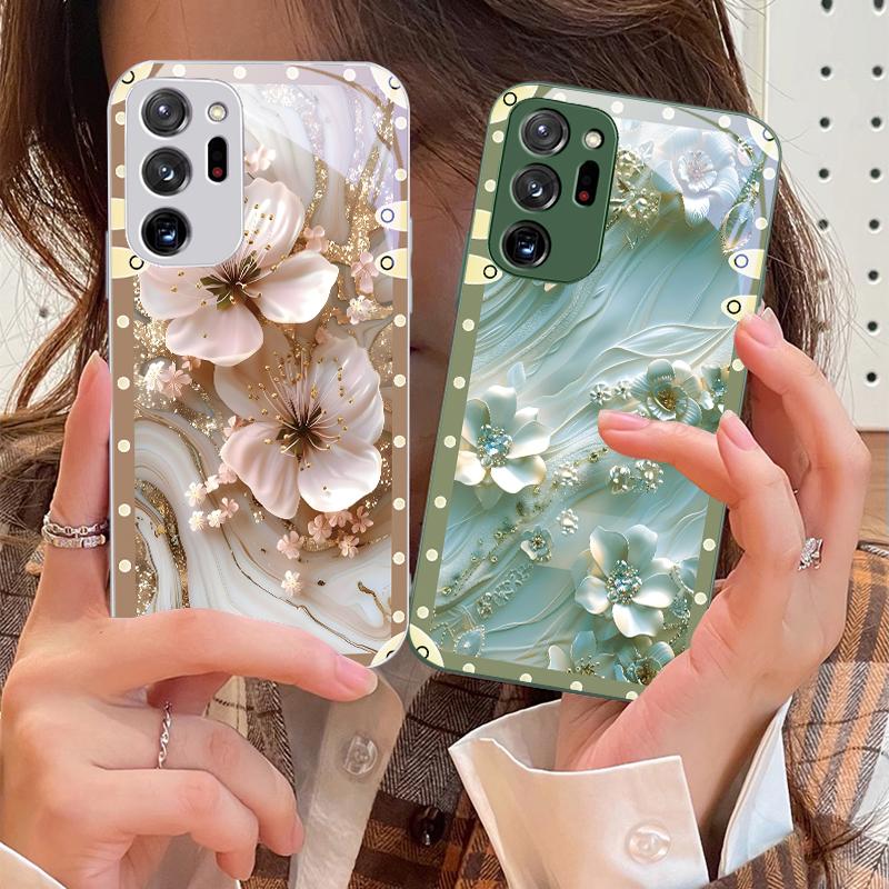 Etui Różowe Kwiaty Dla Samsung Galaxy Note 8 9 10 PRO 20 Ultra A01 02 03 Core 04E 4G 12 13 5G Szkło Hartowane Etui na Telefon