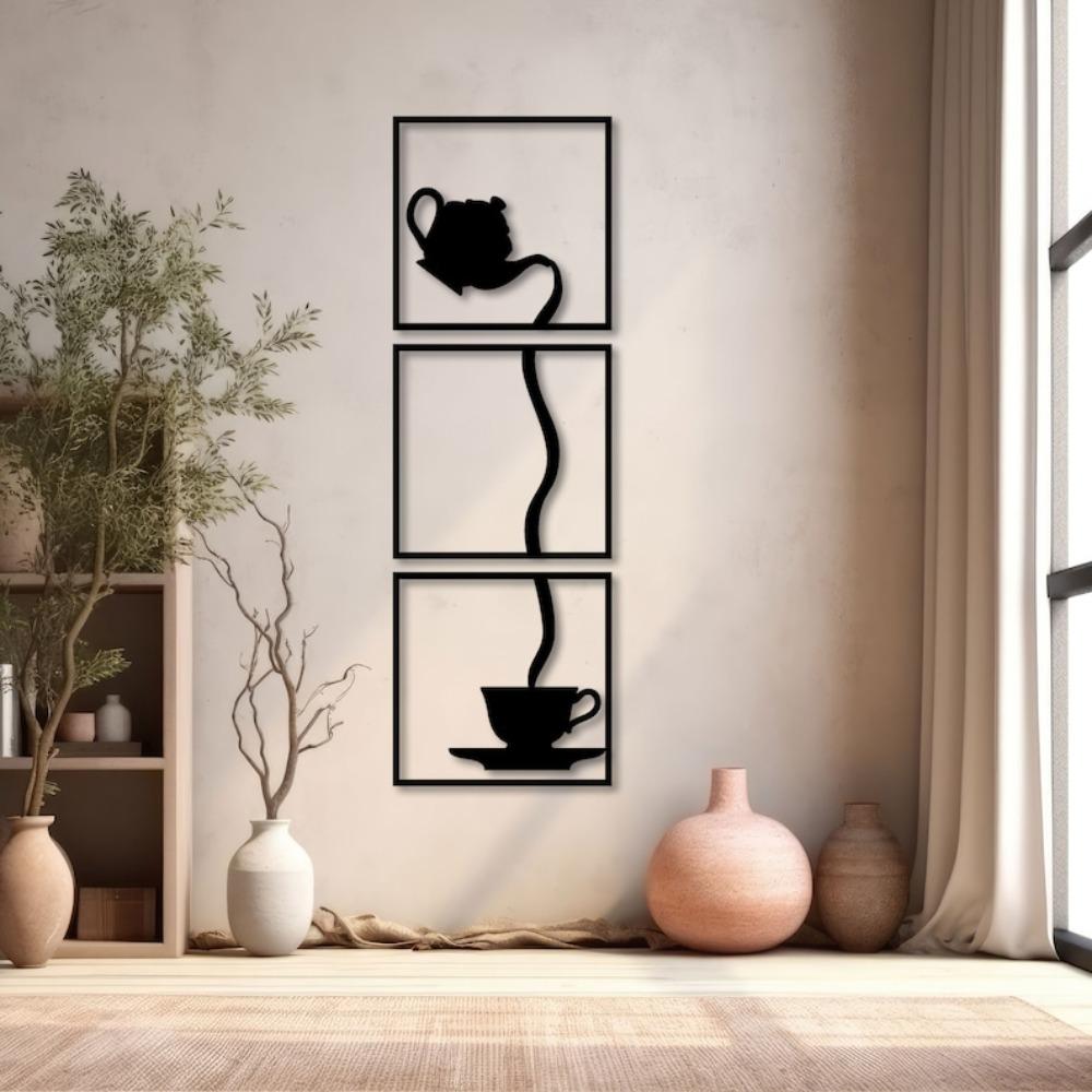 Tea Time Metal Wall Art Modern Kitchen Decor Gift for Tea Lover