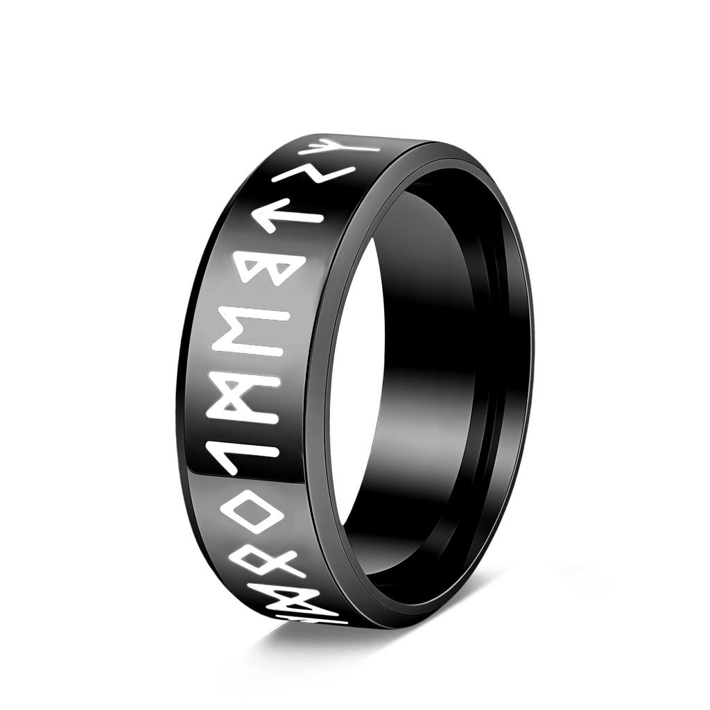Viking Stijl Mannen Roestvrij Staal Ring Rune Rune Symbool Ontwerp Band