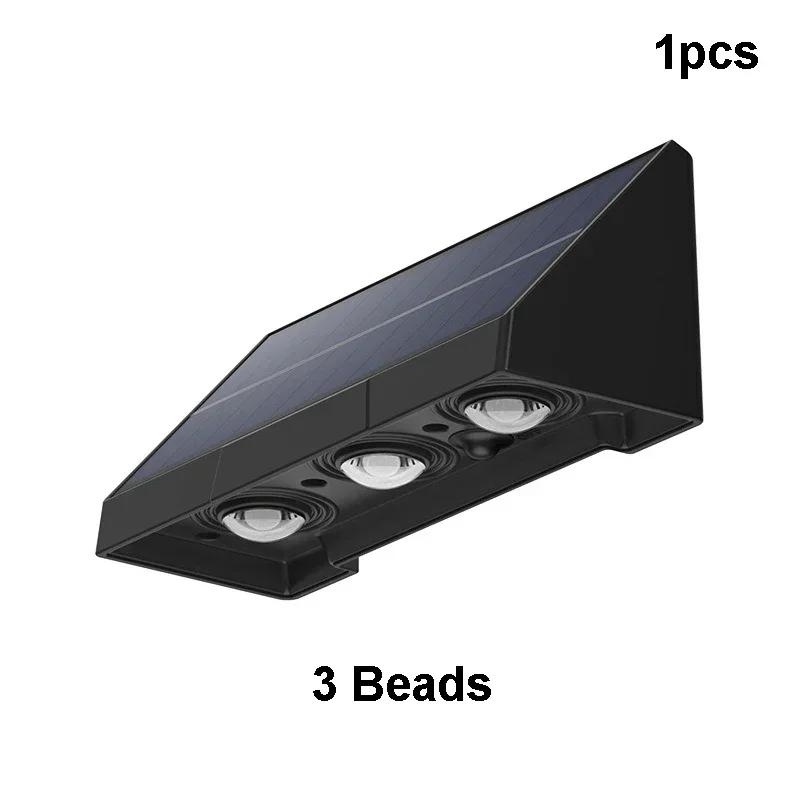 Solar Wall Lights 1/2/3 LED Lenses Fence Lights Solar Powered Waterproof Exterior House Number Lighting for Patio Balcony Sign