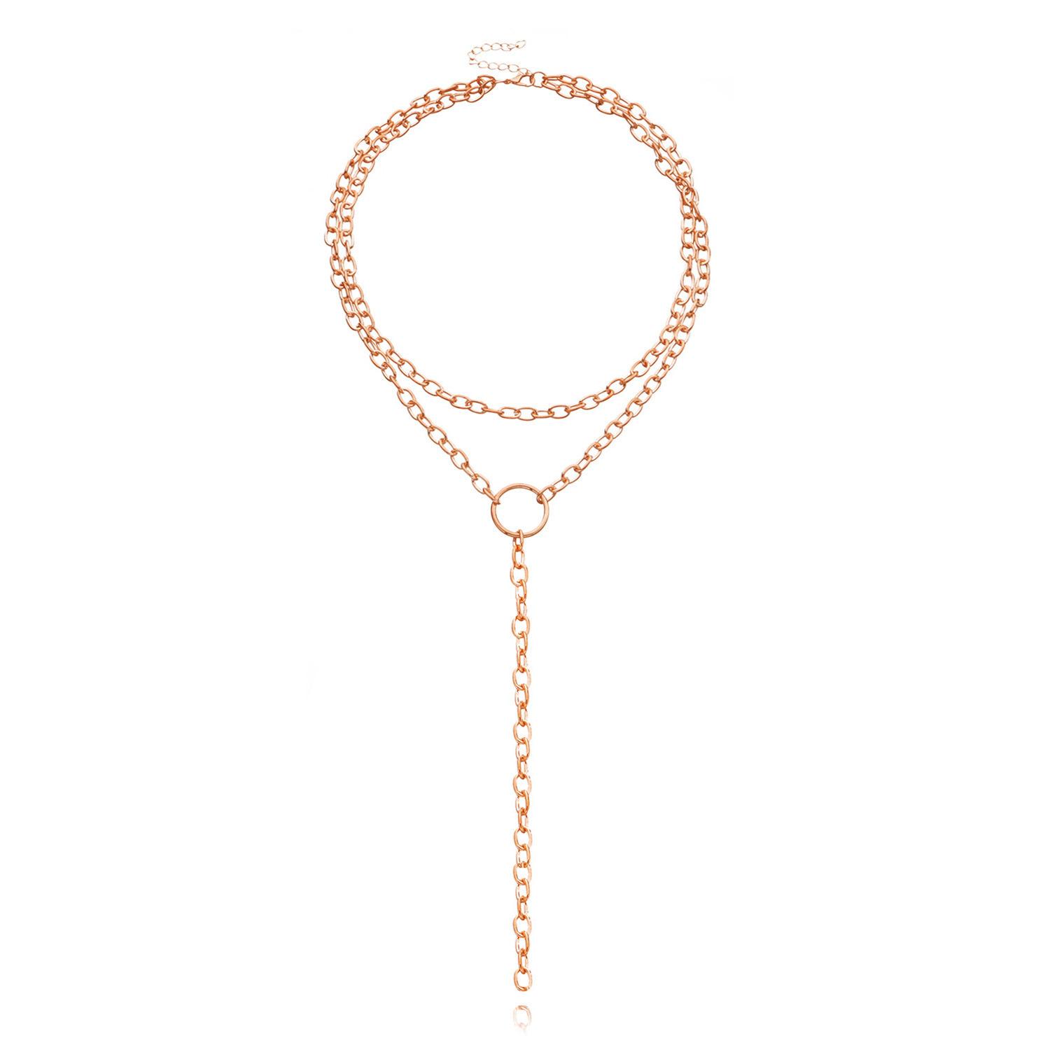 Европа, Америка, ретро преувеличенное круглое геометрическое кольцо ожерелье женское, модное личностное хип-хоп длинное ожерелье золотой