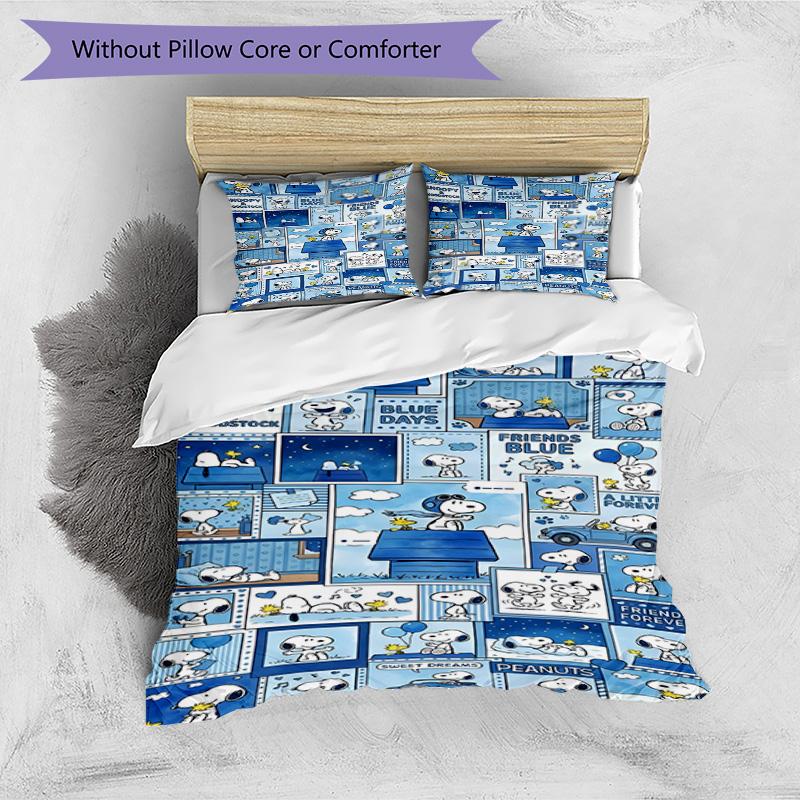 3pcs Duvet Cover Set (1*Duvet Cover + 2*Pillowcase, Without Core), Snoopy Print Bedding Set, Bedroom Decor, All‑Season, Birthday Gift