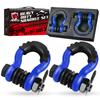 2pcs 3/4" D-Ring Shackle U-Hook Loop Shackles with Screw Pin Isolators Washers for Jeep Off Road Vehicle Recovery