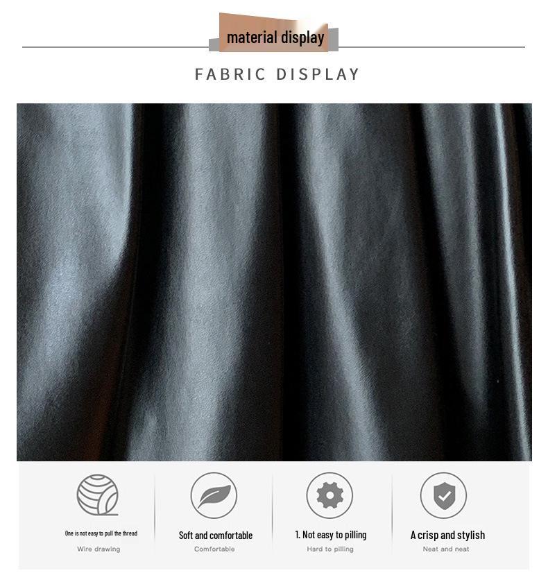 Women's High-Waist Silver Pleated A-Line Skirt with Built-In Shorts - Petite Fit, Leather, Autumn Style