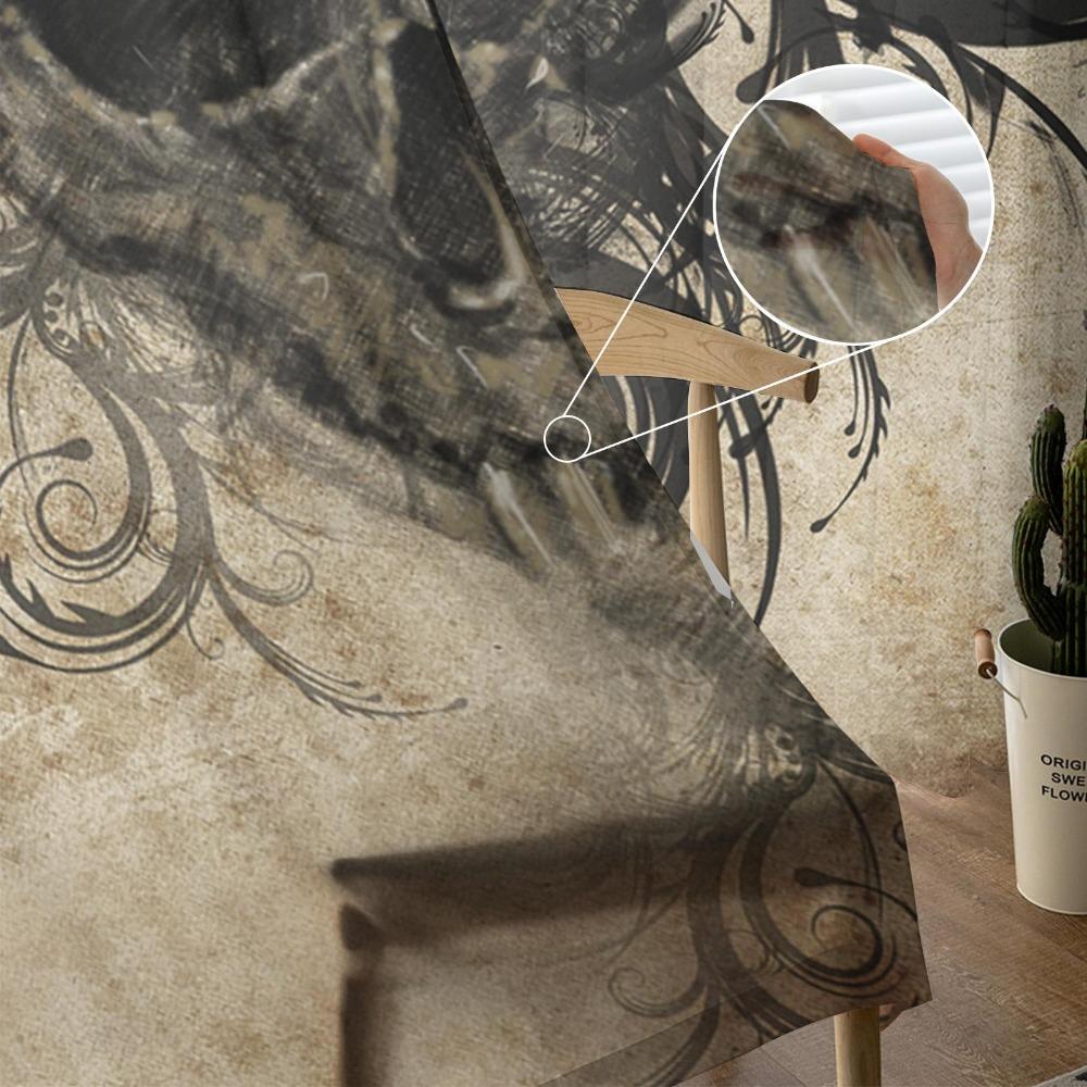Tattoo Art Teschio Vintage Halloween Tende Trasparenti per Decorazione Soggiorno Tende Finestra Cucina Tende in Tulle Voile