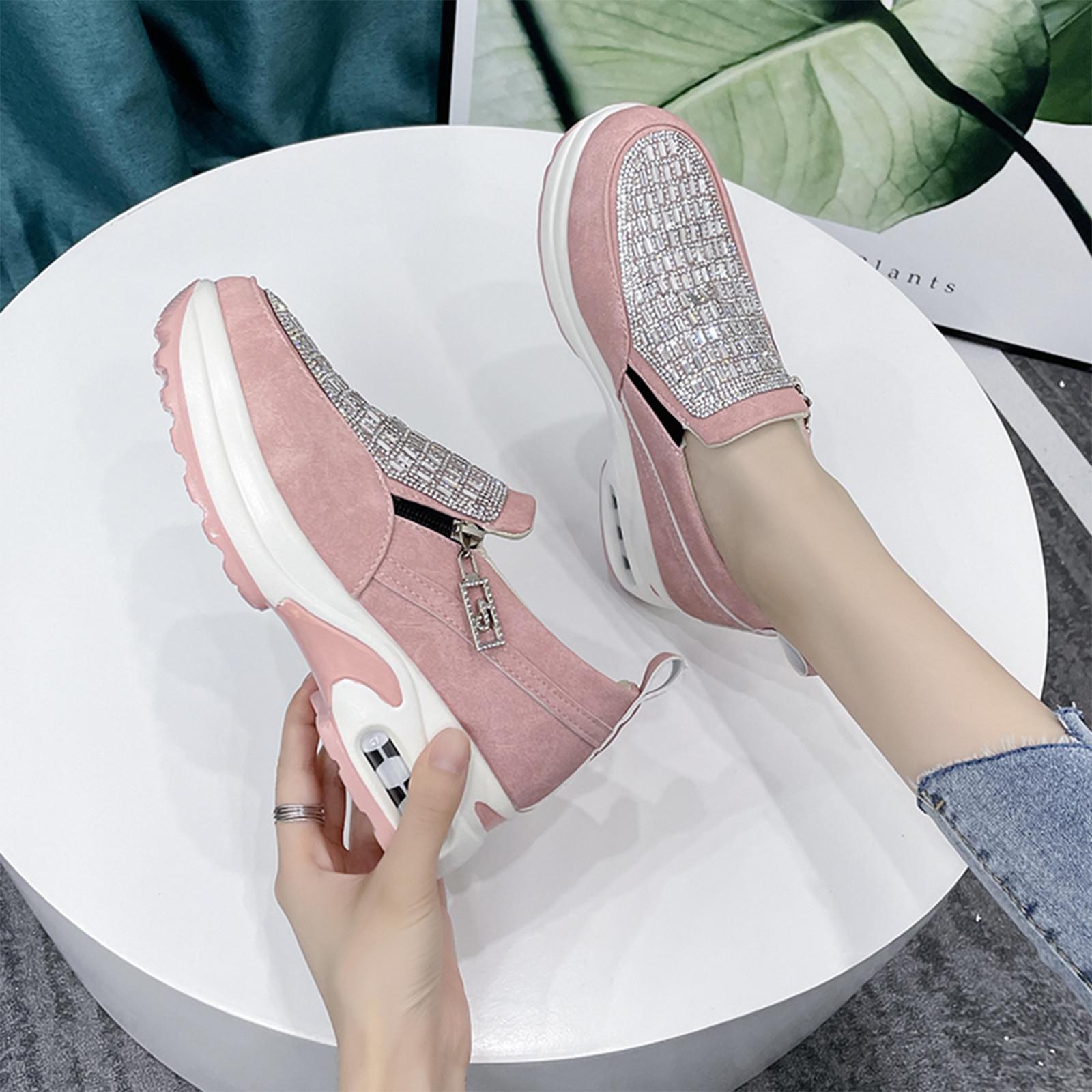 

Беговые спортивные туфли Толстая подошва Кристалл Повседневная обувь 43 розовый