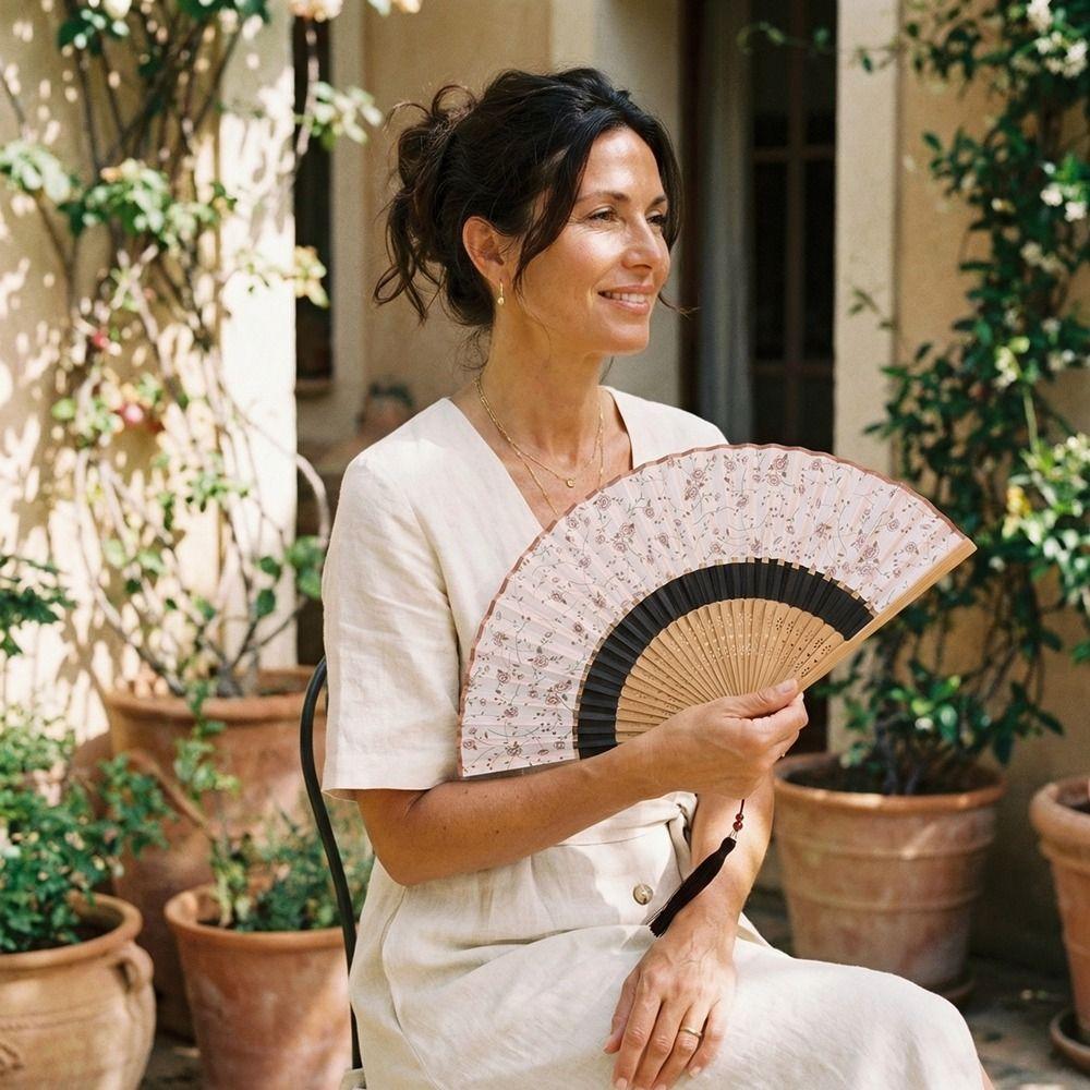 Portable Folding Fan Classical Dance Fan Creative Bamboo Fan  Women Use