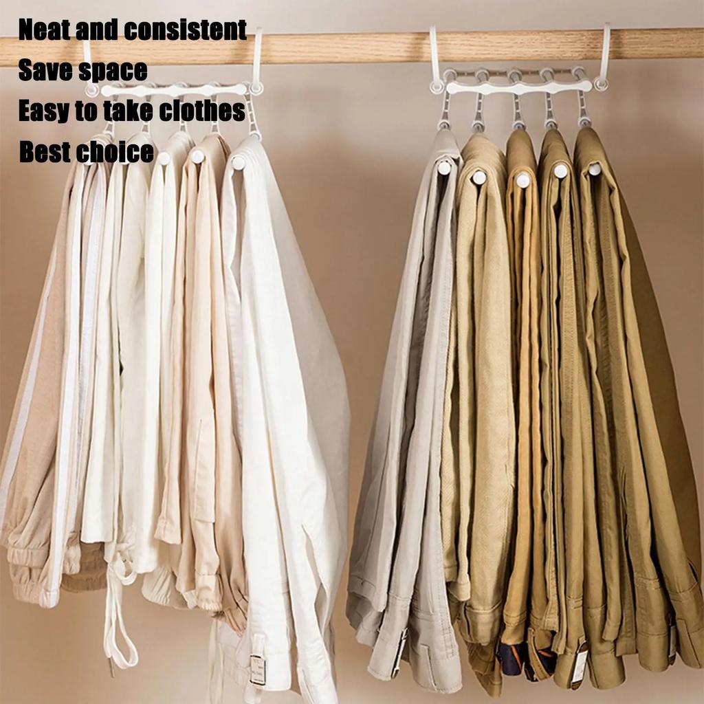 5 In 1 Magic Trouser Rack Hangers Stainless Steel Folding Pant Rack Tie Hanger Shelves Bedroom Closet Organizer Wardrobe Storage
