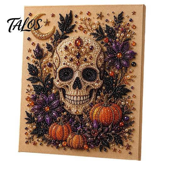 Handmade Halloween Party Supplies Ghost Faux Pearl Art DIY Kit, Spooky 3D Bead Cool Pattern Kits Painting Crafts, Gothic Wall for Adults Beginners