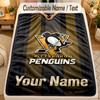 Flannel BlanketPittsburgh Penguins Custom Name Text Personalized Soft Warm Throw Blanket Home Decor Gift