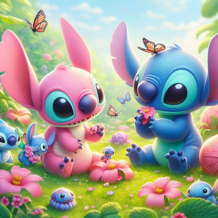 Cute Lilo&Stitch and Angel Disney Cartoon 5d Full Diamond Painting Fantasy Sweet Drean Stitch Anime Mosaic Cross Stitch Decor