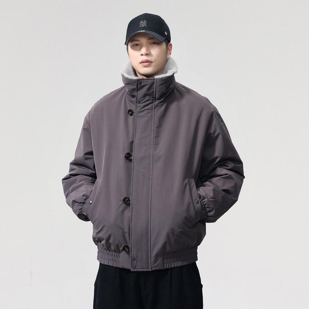 2025 Autumn/Winter Men's Double-Sided Hooded Cotton Jacket - Casual Fashion Workwear Outerwear