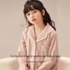 Autumn Winter Rose Embroidered Fleece Pajamas for Girls - Anti-Static, Warm Homewear for Kids