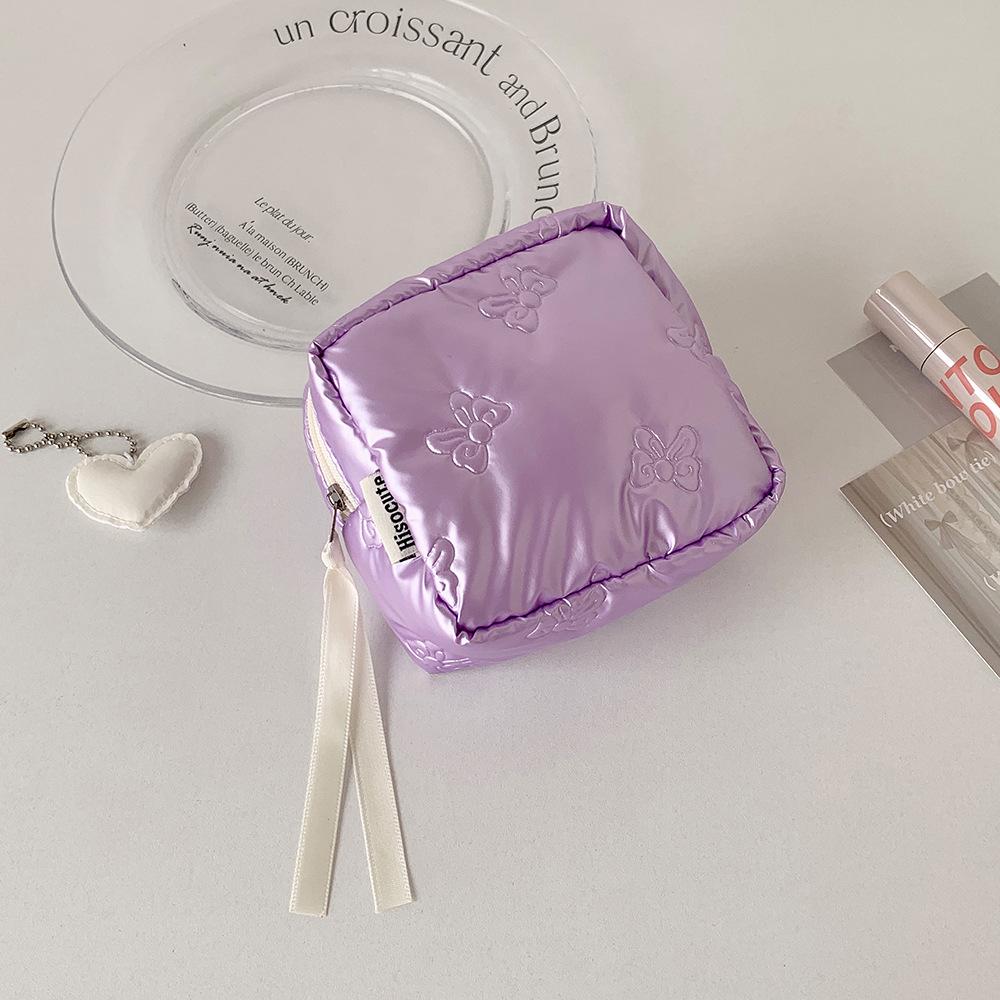 Chic Embossed Small Bow Makeup Bag & ID Wallet