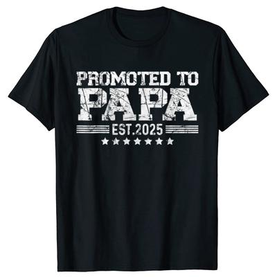 Lustiges Befördert zum Papa Est 2025 Erwartet Baby 2025 T-Shirts Herren Mode Lässiges T-Shirt 100% Baumwolle Locker Übertrieben Großes T-Shirt Sommer