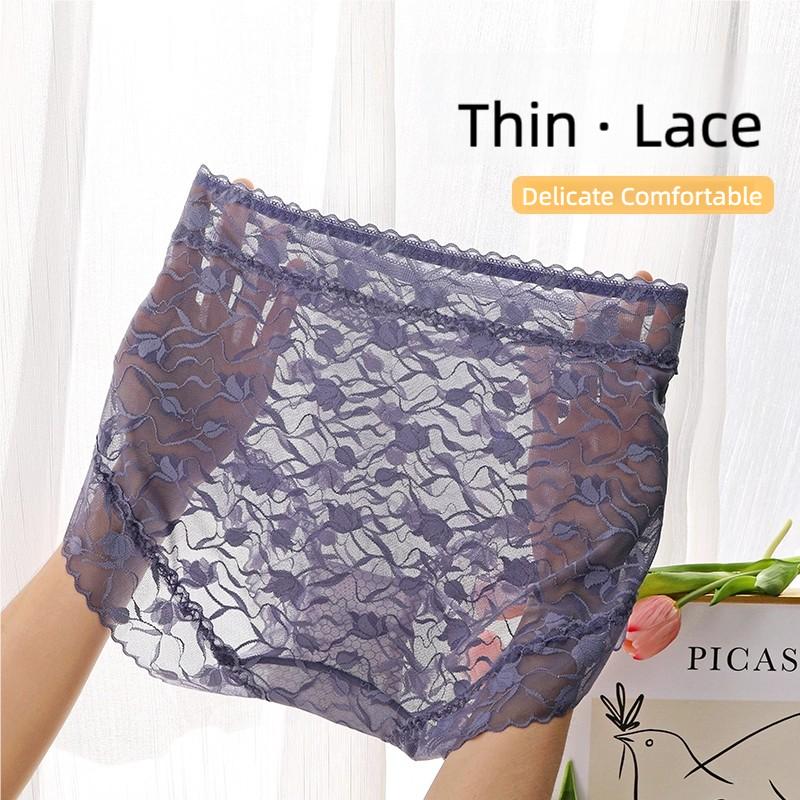 1Piece/3Pcs Middle Waist Women's Panties, Sheer Lace Women‘s Underwear, Comfortable Underpants