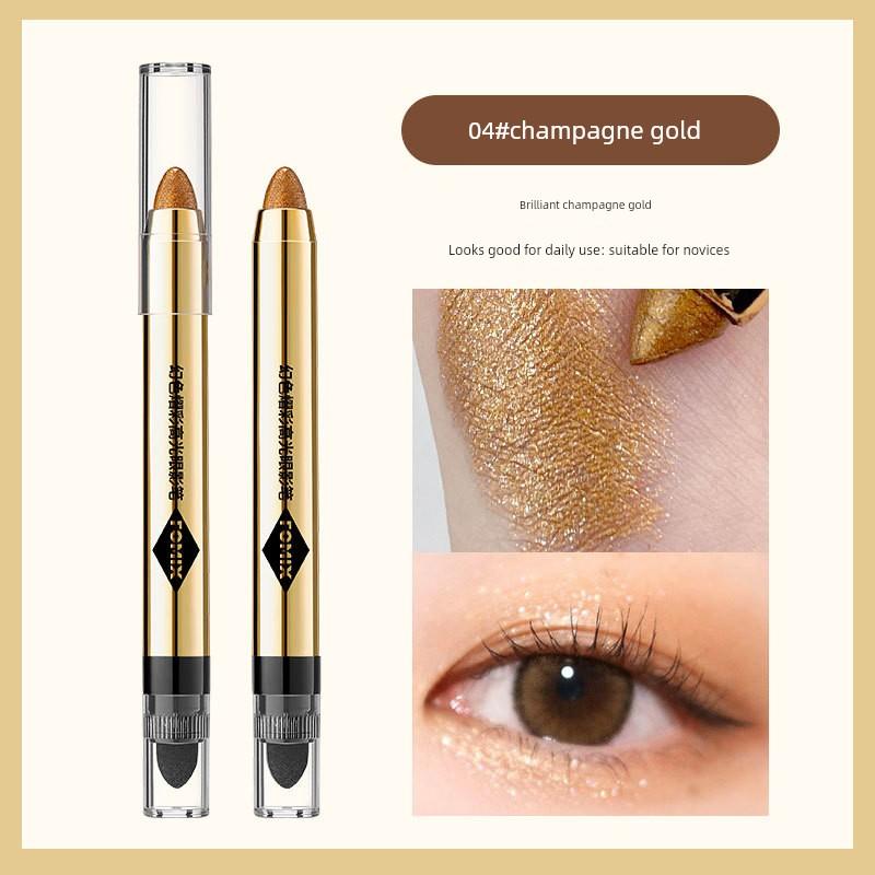 Blogger Recommended Lazy Eyeshadow Stick, Double-Ended Pearlescent Earth-Toned Pen for Aegyo-Sal, Sweat-Proof, Non-Smudging, One-Swipe Application