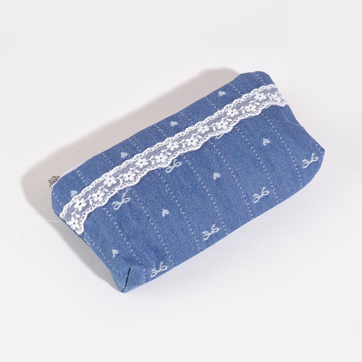 

Cute Bowknot Floral Pencil Case Zipper Design Large Capacity Pencil Bag Portable Stationery Organizer Student Back to school