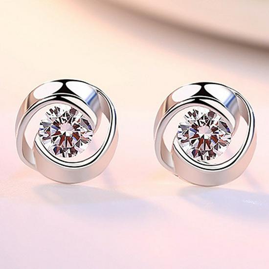 Sterling Silver Rose Love Stud Earrings - Simple & Elegant Design
