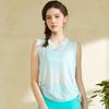 Slub Yarn Summer Breathable Yoga Blouse Women's Loose Round Neck Sleeveless Sports Blouse Hem Drawstring Yoga Blouse