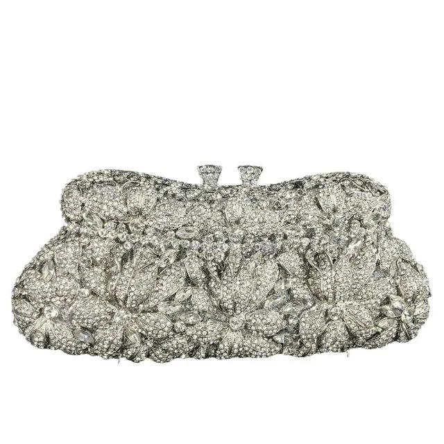 

Boutique De FGG Fancy Women Flower Clutch Purses and Handbags Formal Dinner Crystal Evening Bags Wedding Bridal Rhinestone Bag Mini Clutch