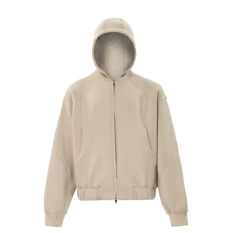 Unisex Oversized Hooded Zip-Up Sweatshirt Streetwear Deconstructed Design Fall Casual Outerwear