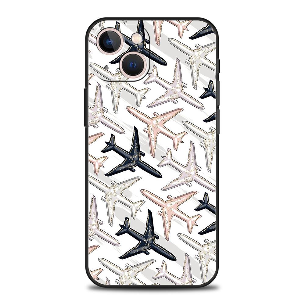 Luxury TPU Soft Phone Case For iPhone 17 Air 16E 16 11 15 14 Pro MAX 12 13 7 8 Plus X XR XS SE 2022 Cover Airplane Pattern