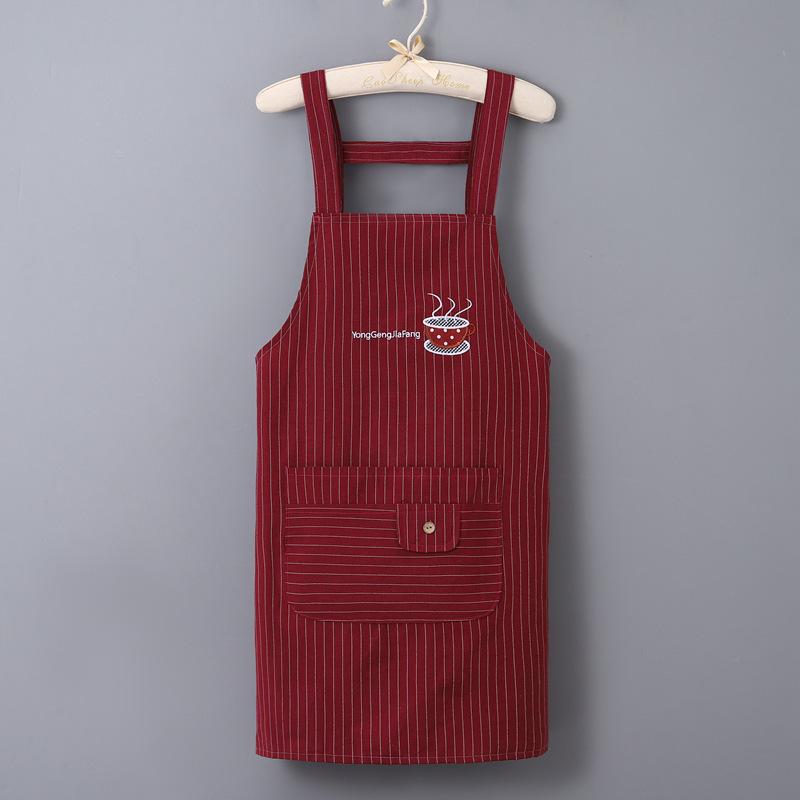 Moderní bavlněná kuchařská zástěra bez rukávů s výšivkou - Odolná proti oleji a skvrnám, Ochrana s dlouhým rukávem pro domácí použití