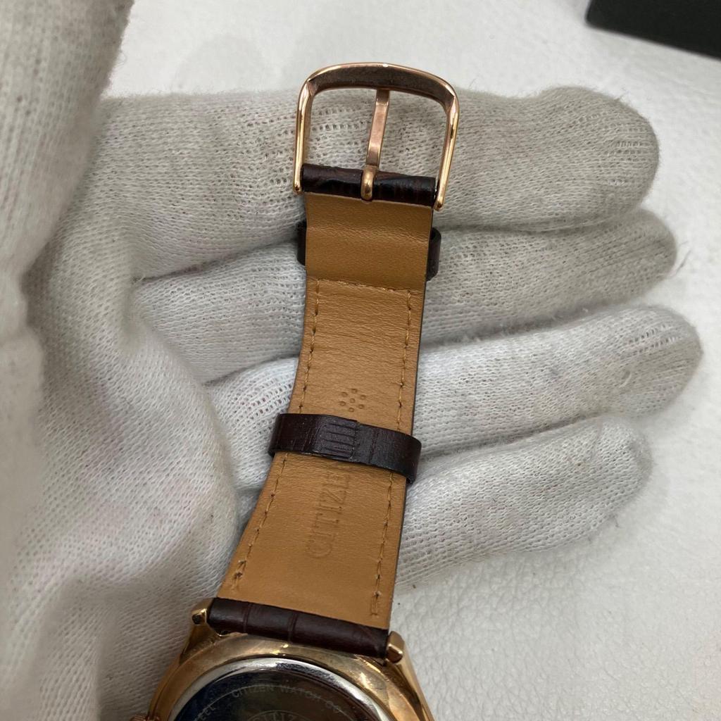 Used D9263 CITIZEN Citizen E031-S103738 Eco Drive Watch Quartz Watch Solar Battery Leather Brown Dark Brown
