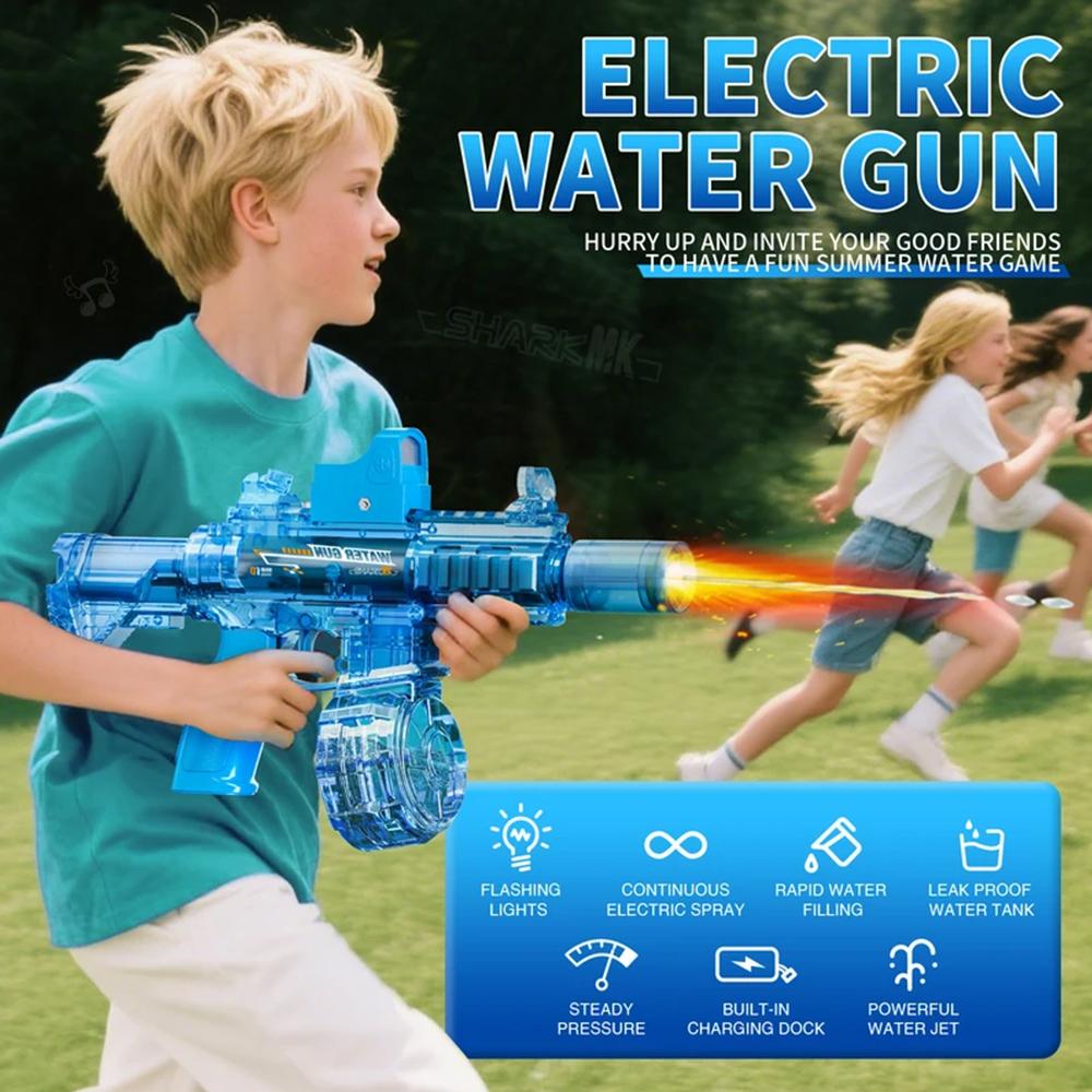 M416 Led Simulation Fire Electric Water Guns for Children Large Capacity Automatic Continuous Water Gun Boy Summer Outdoor Toys