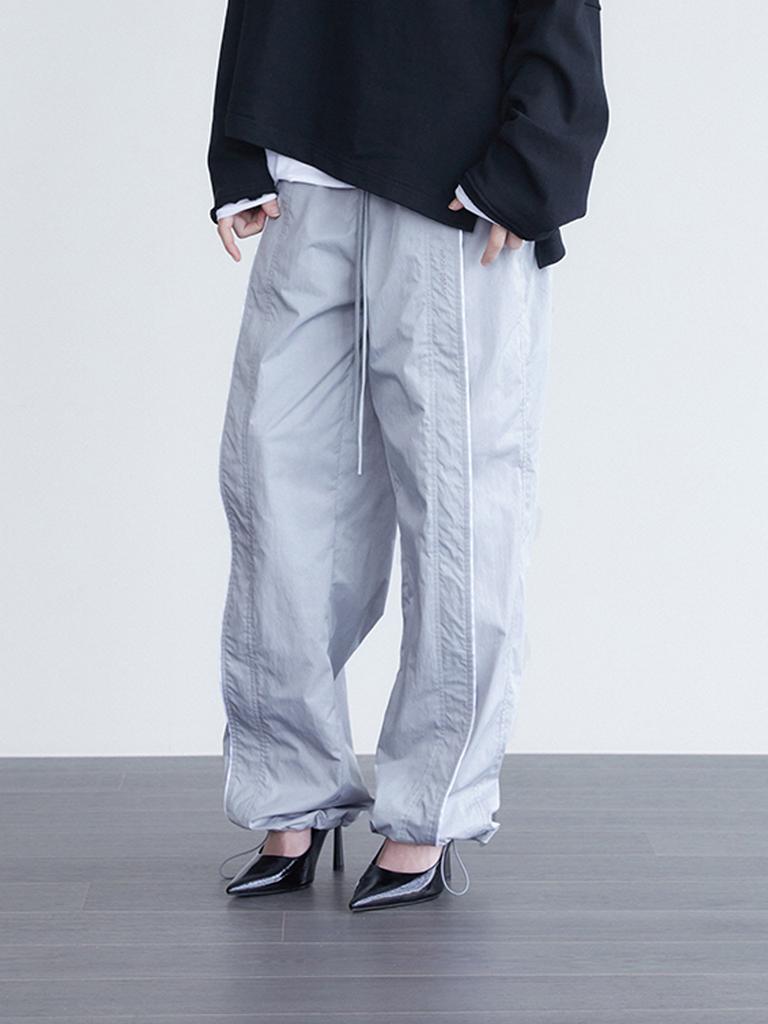 Holpeipeo Nylon Pintuck Track Pants - Grey