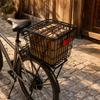 Metal Rear Cycle Basket with Lid Covered for Errands, Cycling Trips
