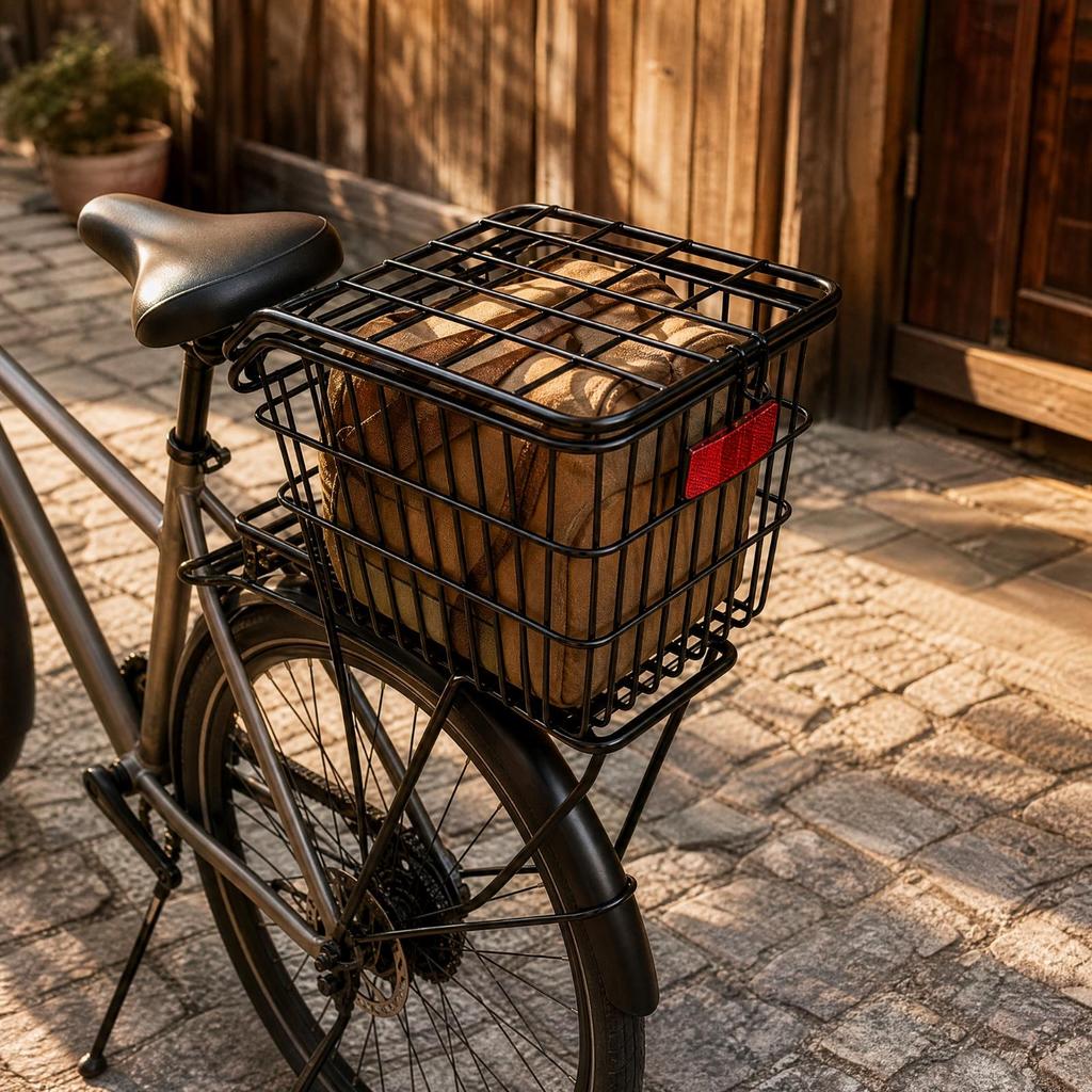 Metal Rear Cycle Basket with Lid Covered for Errands, Cycling Trips