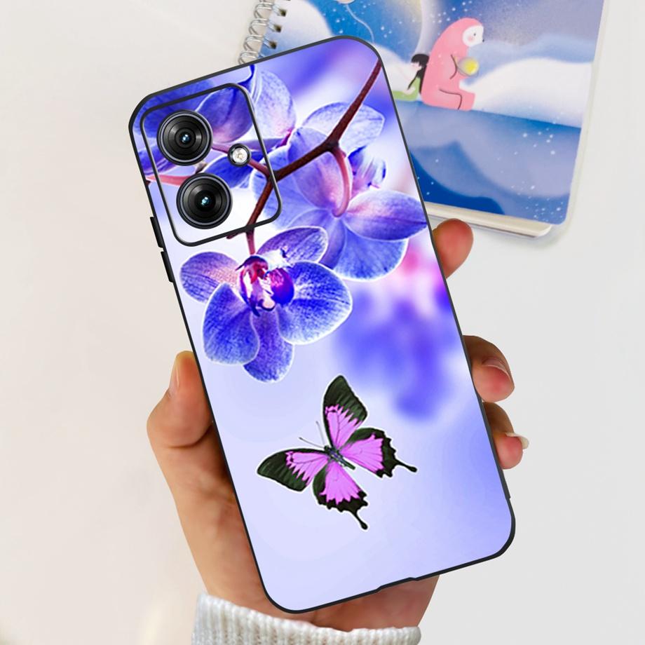For Motorola Moto G54 5G Case Black Matte Liquid Silicone On Motorola G54 MotoG54 G 54 Soft Cover Leopard Print Coques Fundas