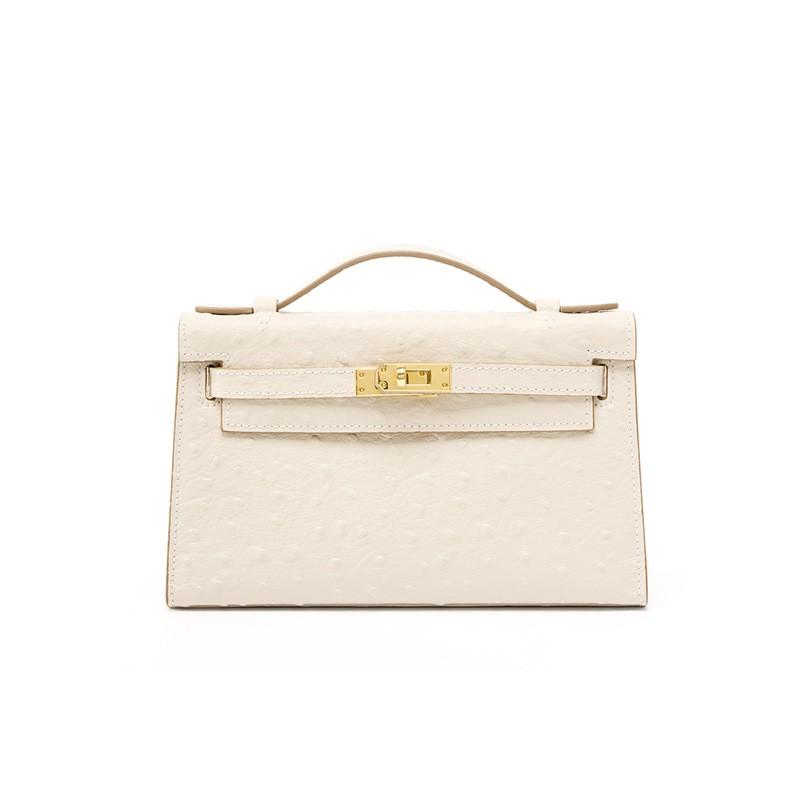 Tasche mit Straußenmuster Handtasche Schultertasche Oberste Schicht Rindsleder Modisch Vielseitig High-End-Design Nische Crossbody